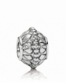 PANDORA's polished sterling silver charm features a beautifully balanced design and beading. PANDORA's polished sterling silver charm features a beautifully balanced design and beading.