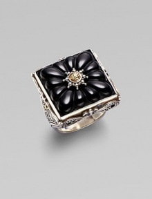 From the Iris Collection. A carved square piece set in sterling silver with 18k gold details. Sterling silver 18k gold Size, about 1 X 1 Imported From the Iris Collection. A carved square piece set in sterling silver with 18k gold details. Sterling silver 18k gold Size, about 1 X 1 Imported