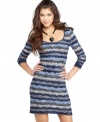 An abstract chevron pattern creates a liquid effect on a Guess? sweater dress that boasts loads of couture chic!