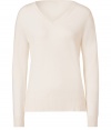 Everyday essential knitwear gets a luxe modern redux in Closeds super soft cashmere pullover - V-neckline, long sleeves, fine ribbed trim - Modern slim fit - Pair with everything from broken-in skinnies to chic tailored mini-skirts