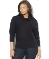 A chic cowl neckline and dolman sleeves modernize Lauren Ralph Lauren's sleek plus size sweater, crafted in an ultrasoft cotton modal blend.