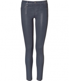 These bold blue coated jeans from J Brand add instant rock n roll edge to your casual-cool basics - Classic five-pocket styling, skinny leg, low-rise, coated cotton with stretch - Form-fitting - Pair with an oversized graphic tee, a leather jacket, and platform heels These bold blue coated jeans from J Brand add instant rock n roll edge to your casual-cool basics - Classic five-pocket styling, skinny leg, low-rise, coated cotton with stretch - Form-fitting - Pair with an oversized graphic tee, a leather jacket, and platform heels