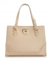 An oversized shopper is the perfect way to tote all your necessities without sacrificing style. This gorgeous design by DKNY features stunning whip stitching, shiny goldtone hardware and a signature front closure.