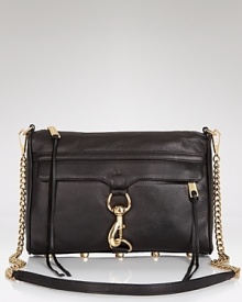 Antique-finish metal hardware adds to the luxe appeal of this leather clutch from Rebecca Minkoff. Antique-finish metal hardware adds to the luxe appeal of this leather clutch from Rebecca Minkoff.