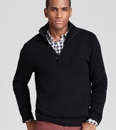 Modern elements like the half zip collar underneath the 5-button placket augment the classic sophistication of this design. Rendered in superior cashmere for exceptional softness.