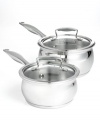 What do you get when you take Belgique's quality construction, expertly and beautifully shaped in durable stainless steel, and add silicone underneath each handle? You get a saucepan set that not only heats quickly and cooks perfectly, but is also a pleasure to handle. Limited lifetime warranty.