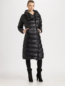 Smart design defines this sleek down coat, crafted in water-repellent fabrication for superior protection.Stand collar with snapsAsymmetrical double zip-front closureZip pocket at left waistAdjustable snap tabs at back waistAbout 43 from shoulder to hemFully lined55% polyester/45% nylon; fill: 80% down/20% other feathersMachine washImported Model shown is 5'10 (177cm) wearing US size Small. Smart design defines this sleek down coat, crafted in water-repellent fabrication for superior protection.Stand collar with snapsAsymmetrical double zip-front closureZip pocket at left waistAdjustable snap tabs at back waistAbout 43 from shoulder to hemFully lined55% polyester/45% nylon; fill: 80% down/20% other feathersMachine washImported Model shown is 5'10 (177cm) wearing US size Small.