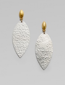 From the Willow Collection. Teardrops of hammered sterling silver are accented with 24k yellow gold.Sterling silver 24k gold Length, about 2 Post back Imported From the Willow Collection. Teardrops of hammered sterling silver are accented with 24k yellow gold.Sterling silver 24k gold Length, about 2 Post back Imported