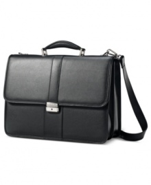 A smart, sporty flapover design is the perfect balance for the rich pebble-grain leather of this all-business bag. Decked out with a padded top carry handle, removable & adjustable shoulder strap and a SmartSleeve™ that slides over upright handles for easy hands-free carrying, this business case redefines easy travel. A smart, sporty flapover design is the perfect balance for the rich pebble-grain leather of this all-business bag. Decked out with a padded top carry handle, removable & adjustable shoulder strap and a SmartSleeve™ that slides over upright handles for easy hands-free carrying, this business case redefines easy travel.
