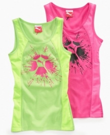 Get meshy! She can sweat it out on the courts while staying cute in this fluorescent mesh tank from Puma. (Clearance) Get meshy! She can sweat it out on the courts while staying cute in this fluorescent mesh tank from Puma. (Clearance)
