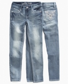 A skinny profile gives these Revolution jeans a cute look that will complement her sweet style. A skinny profile gives these Revolution jeans a cute look that will complement her sweet style.