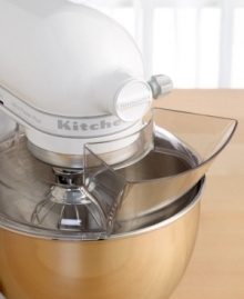 Less mess means less stress. This handy pouring shield attachment for your KitchenAid stand mixer, made of rugged plastic with a new single piece design, helps pour ingredients and prevent messes while baking. The innovative shape creates a chute that channels ingredients directly into the bowl and minimizes splatter. Lifetime warranty. Less mess means less stress. This handy pouring shield attachment for your KitchenAid stand mixer, made of rugged plastic with a new single piece design, helps pour ingredients and prevent messes while baking. The innovative shape creates a chute that channels ingredients directly into the bowl and minimizes splatter. Lifetime warranty.