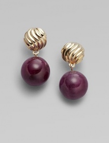 From the Elements Collection. Carved 18K yellow gold with polished ruby drop.Ruby 18K yellow gold Length, about 1 Width, about 12mm Post back Imported From the Elements Collection. Carved 18K yellow gold with polished ruby drop.Ruby 18K yellow gold Length, about 1 Width, about 12mm Post back Imported