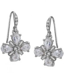 When you just need a little shine to offset your look, these subtle drop earrings will do just the trick. Carolee's bridal style features a diamond-shaped pattern in sparkling glass. Set in silver tone mixed metal. Approximate drop: 1 inch.