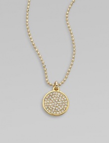 Add a little sparkle with this brilliant pavé rhinestone pendant on a ball link chain. RhinestonesGoldtone brassLength, about 16Pendant size, about ½ Toggle closureImported Add a little sparkle with this brilliant pavé rhinestone pendant on a ball link chain. RhinestonesGoldtone brassLength, about 16Pendant size, about ½ Toggle closureImported