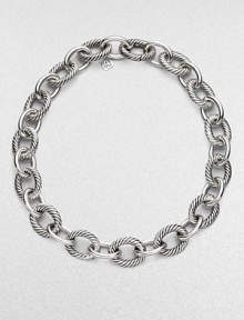 Bold, chunky links, alternating between smooth and cabled, create a necklace that's both classic and of-the-moment with true Yurman style. Sterling silver Length, about 19 Spring ring clasp Made in USA Bold, chunky links, alternating between smooth and cabled, create a necklace that's both classic and of-the-moment with true Yurman style. Sterling silver Length, about 19 Spring ring clasp Made in USA