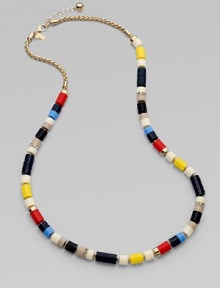 This colorful design features an artistic style accented in glittering crystals. Resin discsCrystalsBrassLength, about 34Lobster clasp closureImported This colorful design features an artistic style accented in glittering crystals. Resin discsCrystalsBrassLength, about 34Lobster clasp closureImported