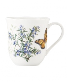 Fresh from the garden, Butterfly Meadow Herbs mugs from Lenox feature sturdy porcelain with flowering herbs and a delicately scalloped edge. Qualifies for Rebate Fresh from the garden, Butterfly Meadow Herbs mugs from Lenox feature sturdy porcelain with flowering herbs and a delicately scalloped edge. Qualifies for Rebate