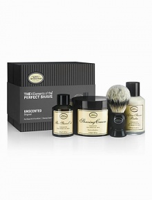 The 4 Elements of The Perfect Shave® combine The Art of Shaving's aromatherapy-based products, handcrafted accessories and expert shaving technique to provide optimal shaving results while helping against ingrown hairs, razor burn, and nicks and cuts. The Full Size Kit offers 2 oz. Pre-Shave Oil, 5 oz. Shaving Cream, 3.4 oz. After-Shave Balm, and a Pure Badger Black Shaving Brush. The 4 Elements of The Perfect Shave® combine The Art of Shaving's aromatherapy-based products, handcrafted accessories and expert shaving technique to provide optimal shaving results while helping against ingrown hairs, razor burn, and nicks and cuts. The Full Size Kit offers 2 oz. Pre-Shave Oil, 5 oz. Shaving Cream, 3.4 oz. After-Shave Balm, and a Pure Badger Black Shaving Brush.