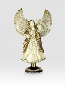 From the Jay Strongwater Angelic collection a palette of creams, golds and silver accents have been painted on this finely detailed Angel Tree Topper.Stand includedCrystalGlassHandmade, hand-painted and hand-set15H X 9W X 5.5DImported From the Jay Strongwater Angelic collection a palette of creams, golds and silver accents have been painted on this finely detailed Angel Tree Topper.Stand includedCrystalGlassHandmade, hand-painted and hand-set15H X 9W X 5.5DImported