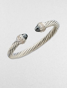 From the Cable Collection. Two beautifully, faceted hematite stone caps accented with dazzling diamonds on a sterling silver cable cuff. HematiteDiamonds, .48 tcwSterling silverDiameter, about 2½Slip-on styleImported From the Cable Collection. Two beautifully, faceted hematite stone caps accented with dazzling diamonds on a sterling silver cable cuff. HematiteDiamonds, .48 tcwSterling silverDiameter, about 2½Slip-on styleImported