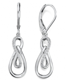 Update your style with exquisite drops. Crafted in sterling silver, these swirling earrings are accented by sparkling diamonds. Approximate drop: 3/4 inch. Update your style with exquisite drops. Crafted in sterling silver, these swirling earrings are accented by sparkling diamonds. Approximate drop: 3/4 inch.