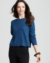 Gauzy linen shapes the laid-back silhouette of this Eileen Fisher boxy top, creating a light-as-air layer for any season.