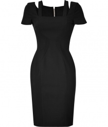 This ultra-glam Versace cocktail dress boasts a curve-enhancing silhouette and on-trend cut out sleeves - Square neckline, short sleeves with cut out detail, figure-hugging fit, front paneling, exposed back zip closure - Wear with back seam stockings, sky-high platforms, and a leather trench This ultra-glam Versace cocktail dress boasts a curve-enhancing silhouette and on-trend cut out sleeves - Square neckline, short sleeves with cut out detail, figure-hugging fit, front paneling, exposed back zip closure - Wear with back seam stockings, sky-high platforms, and a leather trench