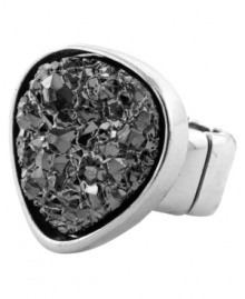 For those about to rock! BCBGeneration's moody cocktail ring combines hematite drusy in an imitation rhodium-plated mixed metal setting. Ring stretches to fit finger.