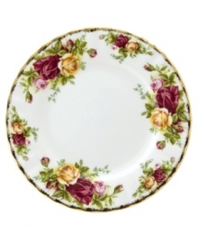 This popular bone china pattern surrounds blooming sprays of colorful English roses with hand-applied bands of 22K gold. Safe for use in the dishwasher, oven and freezer. Manufacturer's two-year warranty. This popular bone china pattern surrounds blooming sprays of colorful English roses with hand-applied bands of 22K gold. Safe for use in the dishwasher, oven and freezer. Manufacturer's two-year warranty.