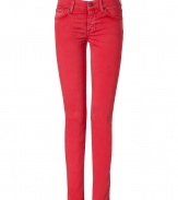Inject a pop of color into your look with these ultra-chic skinny jeans from Seven for all Mankind - Five-pocket styling, zip fly, button closure, belt loops - Form-fitting, skinny leg - Pair with everything from modern knits and ankle boots to feminine tops and heels