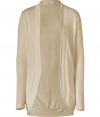 Super soft in a chic shade of desert heather, Steffen Schrauts open cardigan is an effortless choice for causal looks - Rolled shawl collar, long sleeves, open front with curved hem - Fitted - Wear with a tissue tee, skinnies and flats