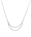 It takes two: With its double-row design, Charter Club's feminine floral necklace looks particularly lovely! Crafted in silver tone mixed metal and encrusted with sparkling glass accents. Approximate length: 17-1/2 inches + 2-inch extender. Approximate drop: 1 inch.