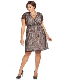 Amp up your allure with Spense's short sleeve plus size dress, fashioned from trend-right lace.