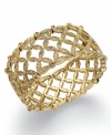 Slip-on style has never been more stylish. This Charter Club basket weave bracelet blends an eye-catching design with topaz-hued glass stones. Bracelet stretches to fit wrist. Crafted in 14k gold-plated mixed metal. Approximate diameter: 2-1/4 inches.