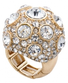 Style that lasts well beyond the cocktail hour. Style&co.'s stunning statement ring combines a trendy dome shape with round-cut glass accents. Set in gold-plated mixed metal. Approximate size: 1 inch. Ring stretches to fit finger.