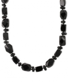 Bold in black. This sterling silver necklace features onyx (8-20 mm) stones in a variety of shapes for a stylish touch. Approximate length: 24 inches. Bold in black. This sterling silver necklace features onyx (8-20 mm) stones in a variety of shapes for a stylish touch. Approximate length: 24 inches.