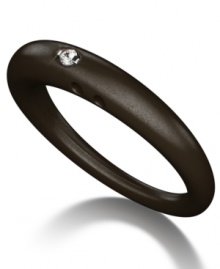 Stackable style with a hint of sparkle! DUEPUNTI's unique ring is crafted from brown-hued silicone with a round-cut diamond accent. Ring Size Small (4-6), Medium (6-1/2-8) and Large (8-1/2-10). Stackable style with a hint of sparkle! DUEPUNTI's unique ring is crafted from brown-hued silicone with a round-cut diamond accent. Ring Size Small (4-6), Medium (6-1/2-8) and Large (8-1/2-10).