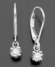 Brighten your look with these beautiful drops of light. Diamond earrings in 14k white gold featuring beautiful round-cut diamonds (1/8 ct. t.w.). Approximate drop: 3/4 inch. Brighten your look with these beautiful drops of light. Diamond earrings in 14k white gold featuring beautiful round-cut diamonds (1/8 ct. t.w.). Approximate drop: 3/4 inch.
