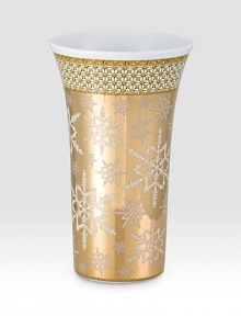 From the house of Versace porcelain collection, this elegant vase is covered with beautifully detailed snowflakes. From the Christmas In Your Heart CollectionPorcelain10¼ highHand washMade in Germany From the house of Versace porcelain collection, this elegant vase is covered with beautifully detailed snowflakes. From the Christmas In Your Heart CollectionPorcelain10¼ highHand washMade in Germany