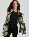 DIANE von FURSTENBERG's bold daisy print silk scarf is the perfect update to your wardrobe.