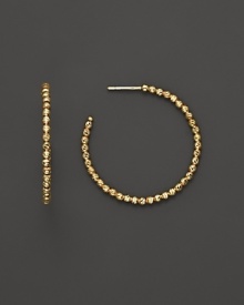 14K. yellow gold beads add fascinating texture and brilliance to classic hoops. By Lana.