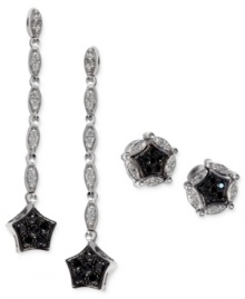 Go to great lengths with this pair of 14k white gold earrings from Diversa by EFFY Collection. Round-cut black (1/10 ct. t.w.) and white (1/6 ct. t.w.) diamonds add luster to the stunning pair. Approximate drop length: 1-1/3 inches. Approximate drop width: 1/4 inch. Go to great lengths with this pair of 14k white gold earrings from Diversa by EFFY Collection. Round-cut black (1/10 ct. t.w.) and white (1/6 ct. t.w.) diamonds add luster to the stunning pair. Approximate drop length: 1-1/3 inches. Approximate drop width: 1/4 inch.