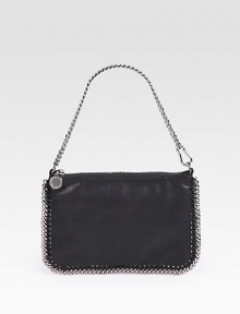 Sumptuous faux leather in a vibrant hue, topped with a polished chain strap and trim.Shoulder strap, 7 dropTop zip closureFully lined9½W X 6¼H X 1/2DMade in Italy Sumptuous faux leather in a vibrant hue, topped with a polished chain strap and trim.Shoulder strap, 7 dropTop zip closureFully lined9½W X 6¼H X 1/2DMade in Italy