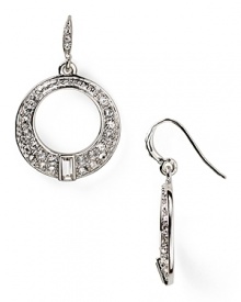 Make room in your jewelry box for this pair of doorknocker earrings from Carolee, delicately accented by striking crystals and baguette stones.