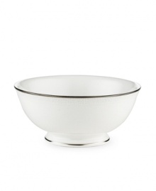 Express the best of taste at the table. Lustrous banded details add a crisp, clean finish to the white china fruit bowl.