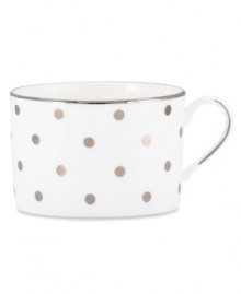 Pave your table in polka dots for fine dining without the formality. From kate spade new york dinnerware, the Larabee Road cup features luxe bone china with platinum accents that combine easy elegance and irresistible whimsy. Pave your table in polka dots for fine dining without the formality. From kate spade new york dinnerware, the Larabee Road cup features luxe bone china with platinum accents that combine easy elegance and irresistible whimsy.