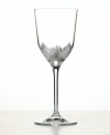 Enhance your formal table with this dazzling crystal goblet. An intricate line pattern etched in the base of the bowl lends style and grace to every fine dining occasion.