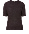 Detailed with a unique full metal back zip, Marc by Marc Jacobs? contrast ribbed pullover is a chic and feminine way to dress up your separates - Round neckline, elbow-length sleeves, ribbed trim, contrast rib on front, full metal back zip - Slim fit - Wear with figure-hugging separates and edgy lace-ups