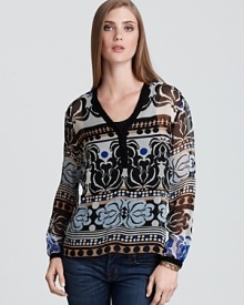 Bohemian luxe is mastered in this gorgeously printed Sam & Lavi top.